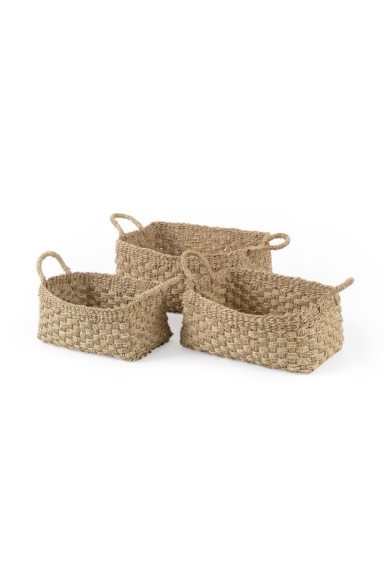 Emra Set of 3 Seagrass Rectangular Basket, Main, color, Brown