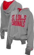 New Era Women's New Era  Heather Gray St. Louis Cardinals Reversed Out French Terry Quarter-Zip Banded Crop Hoodie