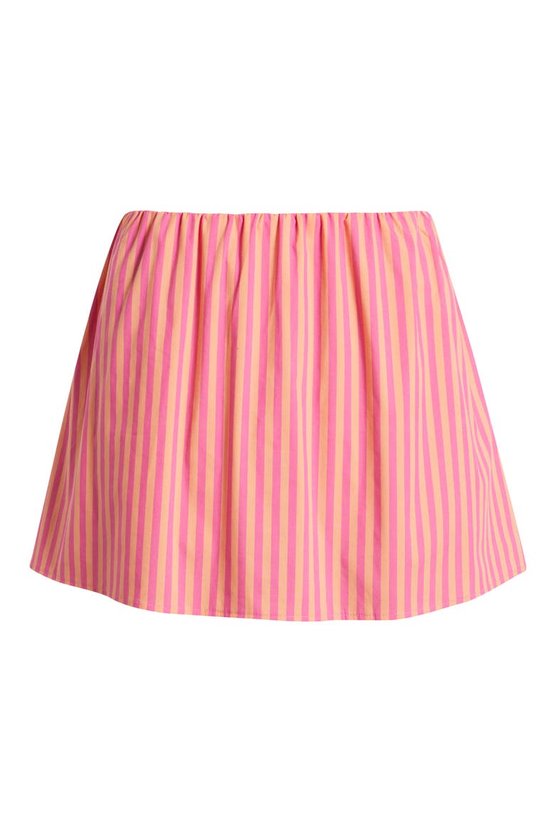 The Brinley Stripe Stretch Cotton Poplin Miniskirt, Alternate, color, ORANGE SODA X PARADISE PINK