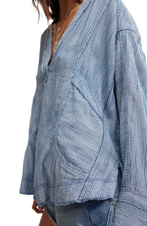 Free People By The Shore Oversize Top In Indigo Stripe Combo