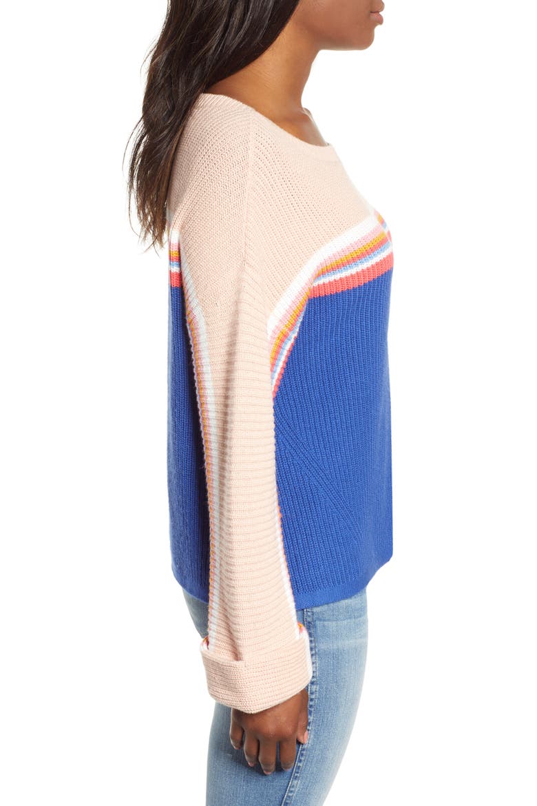 Shaker Stitch Sweater, Alternate, color, BLUE MAZARINE MULTI STRIPE