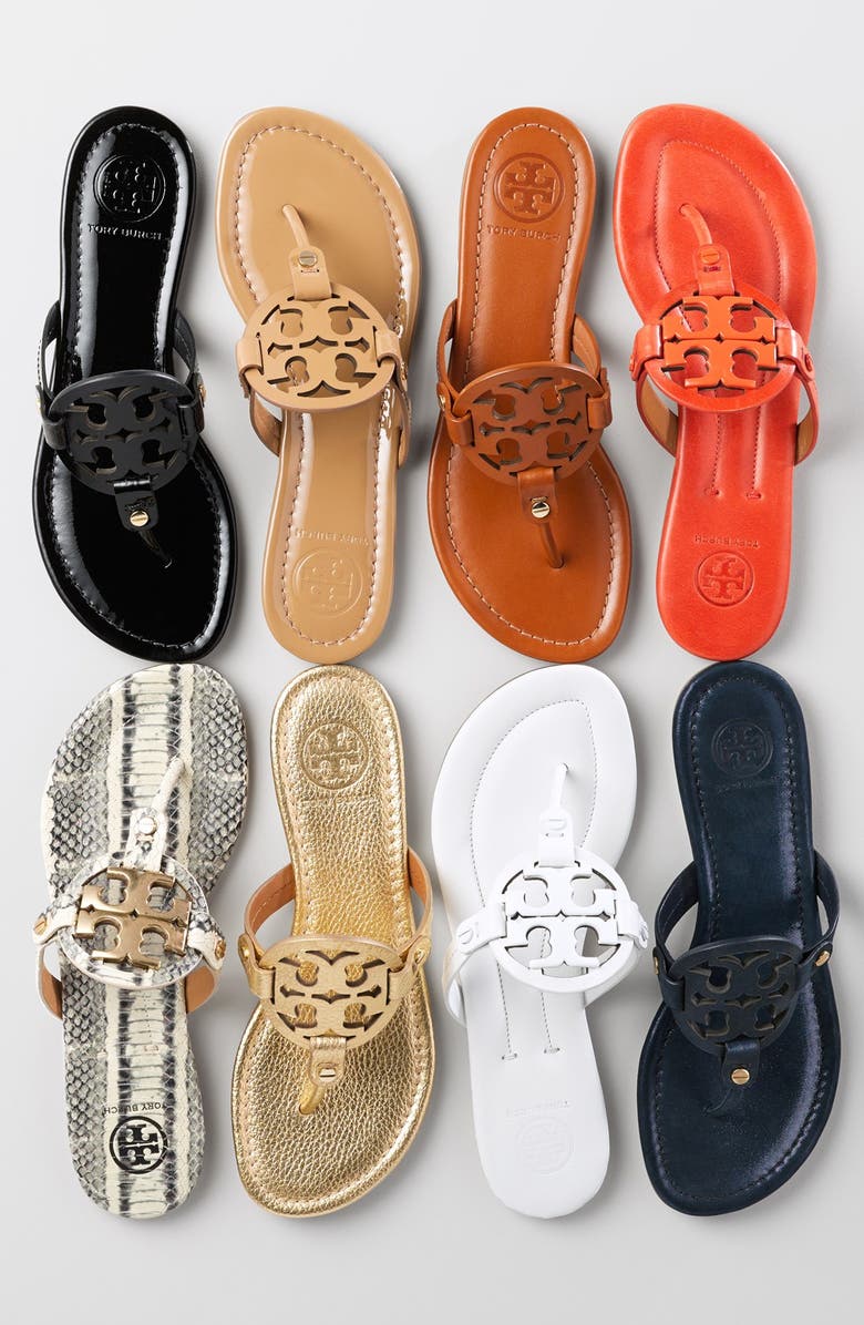 Tory Burch 'Miller 2' Snake Embossed Leather Sandal, Alternate, color,