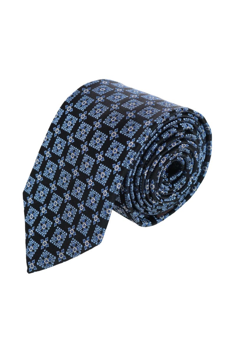 Trafalgar Azzimato Diamond Stately Silk Necktie, Main, color, Navy Blue