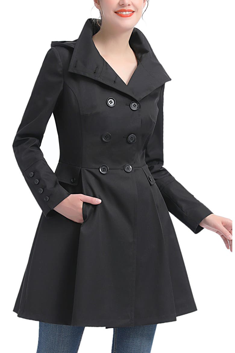 Women's Adele Hooded Trench Coat, Alternate, color, Black