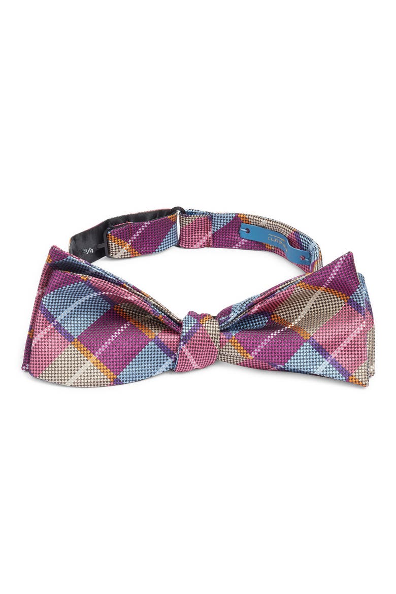 Argyle Silk Bow Tie, Main, color, FUCHSIA