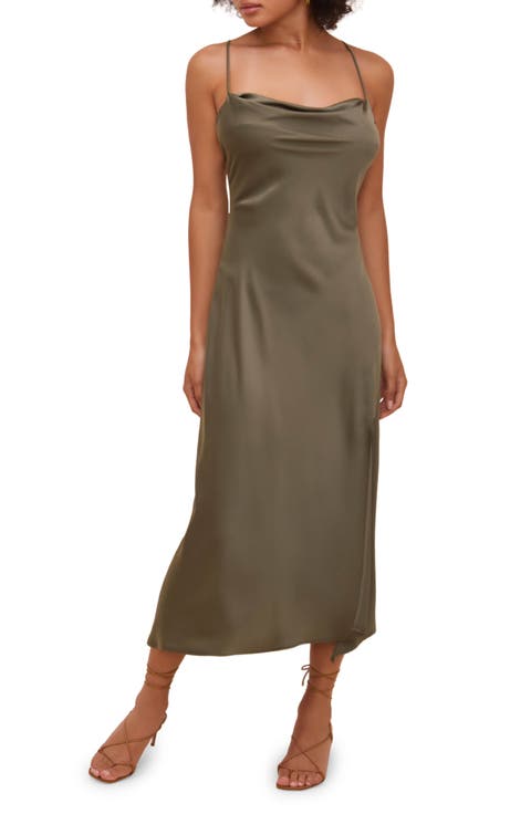 Gaia Cowl Neck Satin Dress