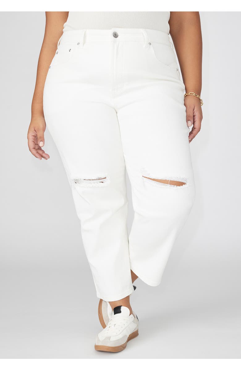 ELOQUII The Naomi Comfort Stretch Straight Leg Jean Crop, Alternate, color, White