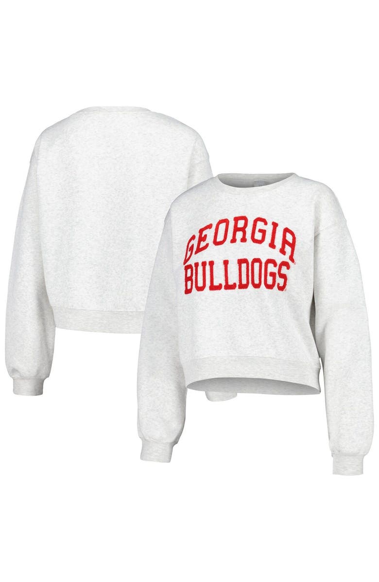 ZOOZATZ Women's ZooZatz Oatmeal Georgia Bulldogs Core Chenille Cropped Pullover Sweatshirt, Main, color, Oatmeal