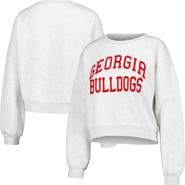 ZOOZATZ Women's ZooZatz Oatmeal Georgia Bulldogs Core Chenille Cropped Pullover Sweatshirt