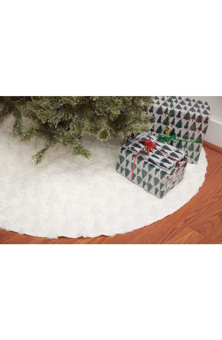 C&F Home Frosted Tree Pattern 100% Polyester Christmas Tree Skirt 54", Alternate, color, Off-White