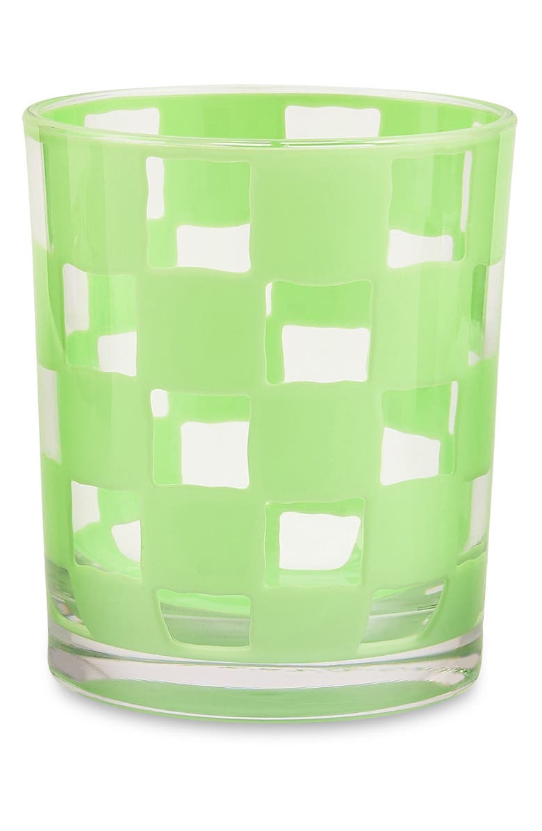 MACKENZIE CHILDS Set of 4 Green Check Acrylic Tumblers, Alternate, color, Green