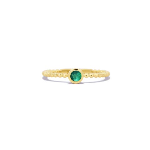Gold Beaded Emerald Ring
