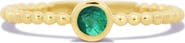 The Lovery Fine Jewelry Gold Beaded Emerald Ring