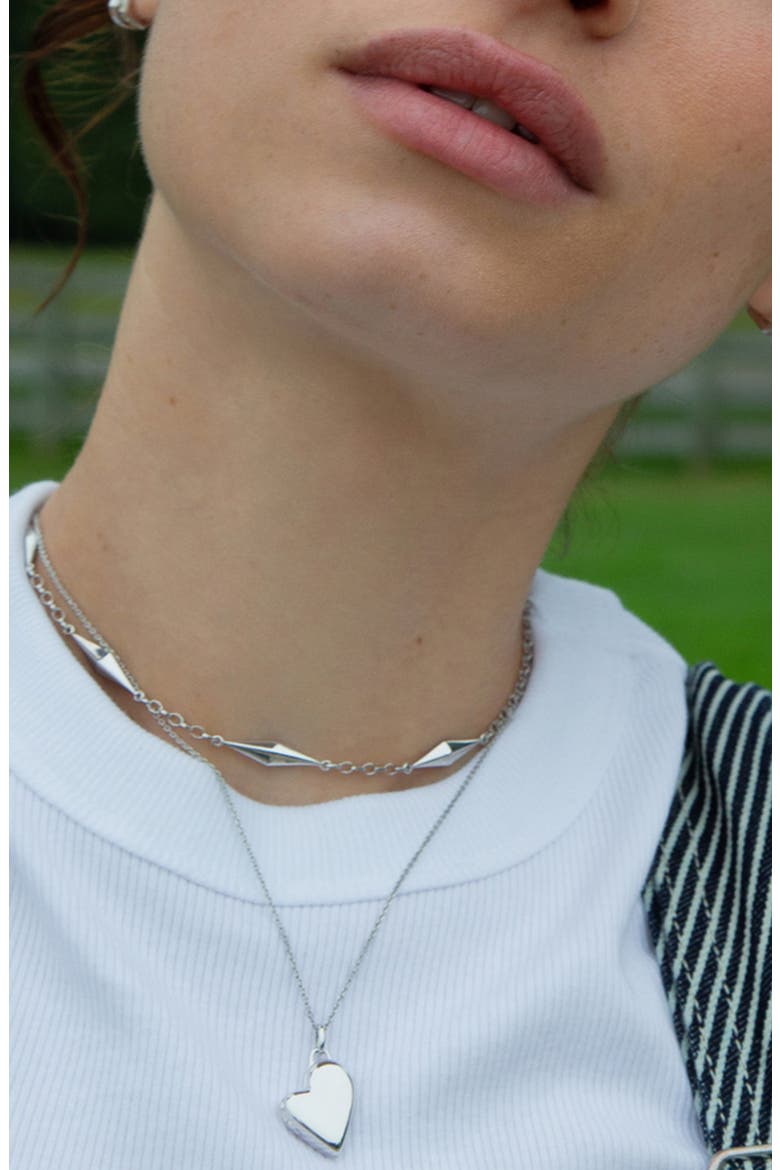 Petite Heart Locket Necklace, Alternate, color, SILVER
