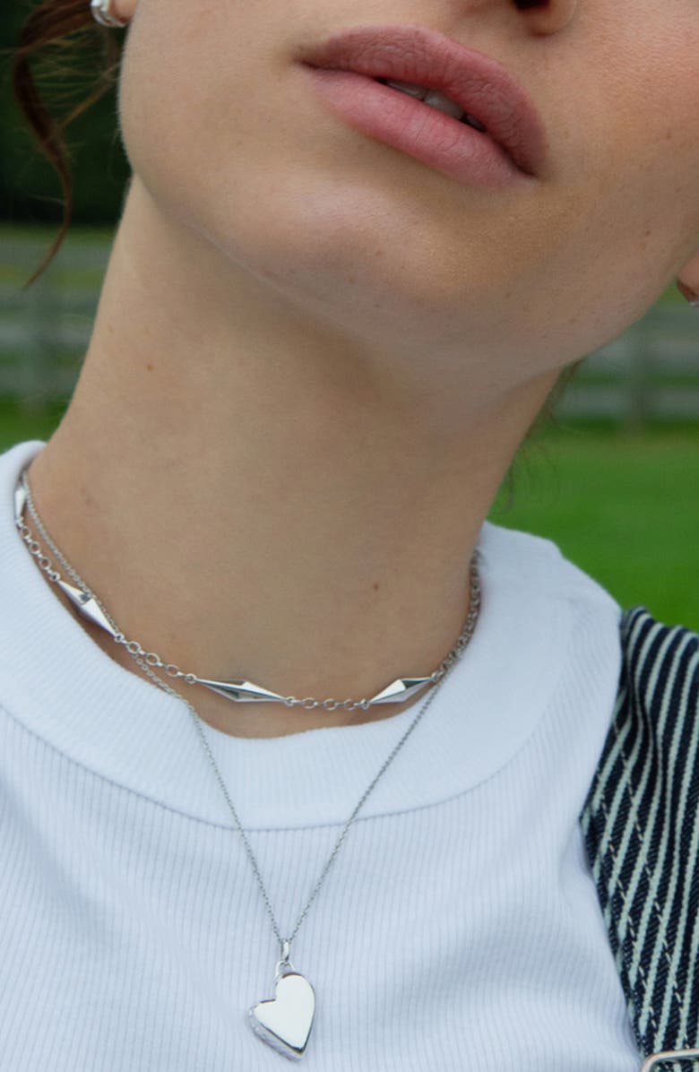 Monica Rich Kosann Petite Heart Locket Necklace, Alternate, color, Silver