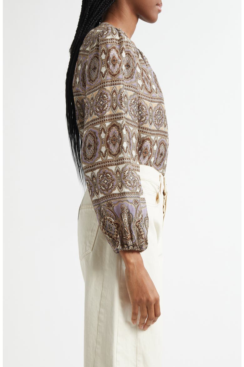 Ashlynn Paisley Linen & Silk Top, Alternate, color, STONE KHAKI MULTI