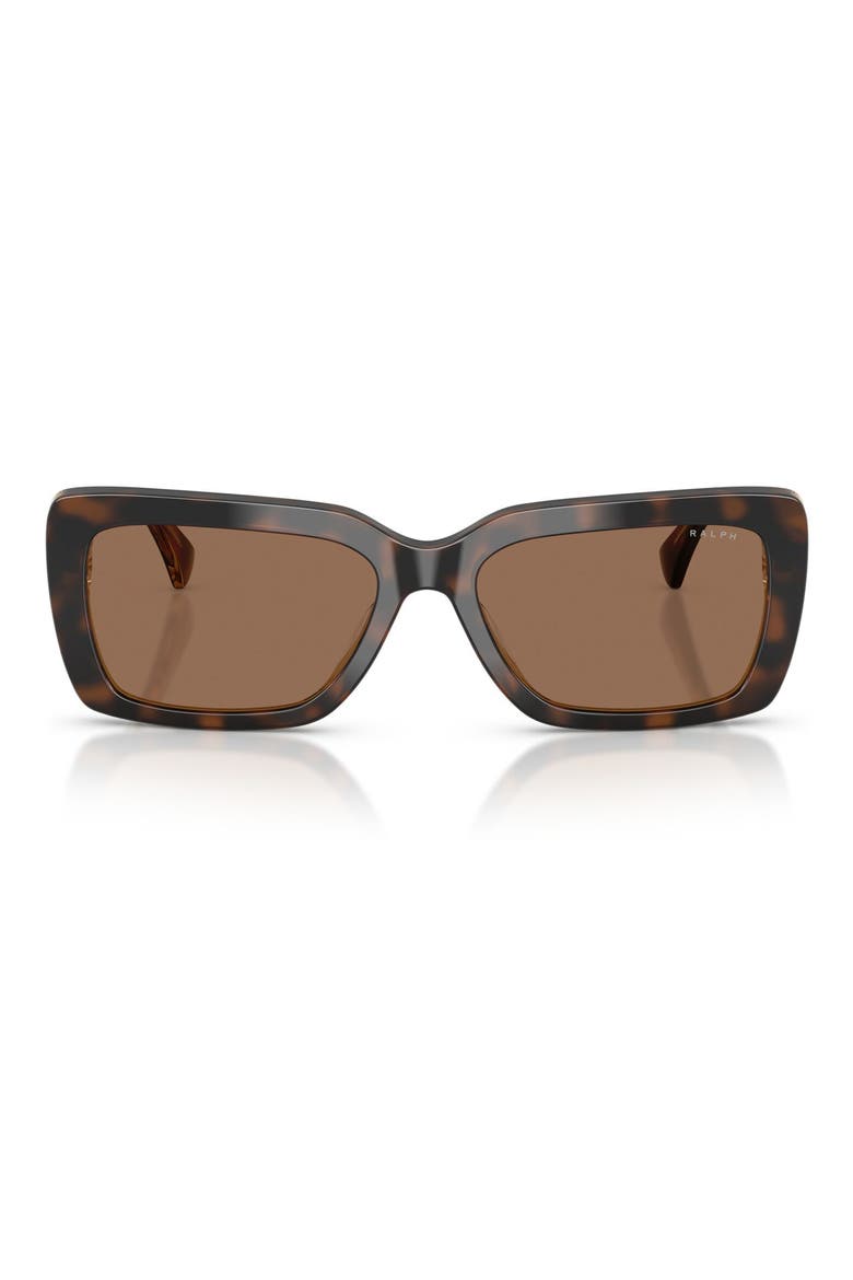 56mm Rectangular Sunglasses, Main, color, DARK HAVANA ON TRANSPARENT