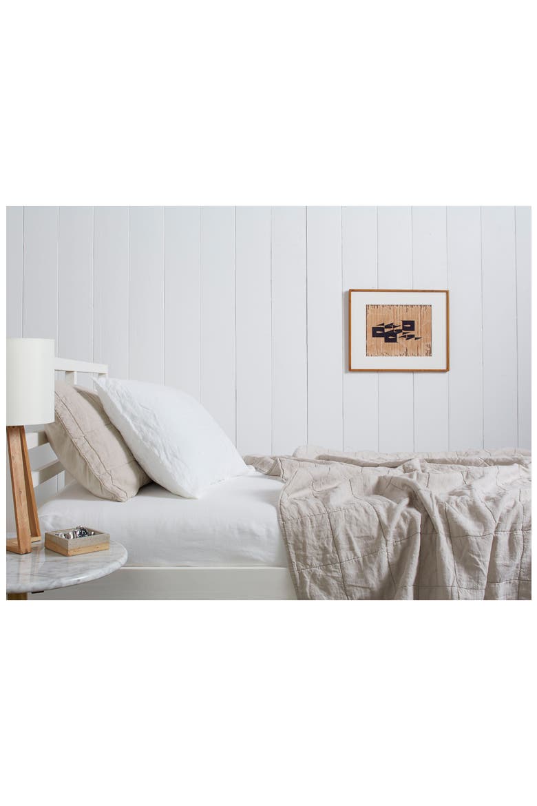 Linen Box Quilted Sham Set, Alternate, color, BONE