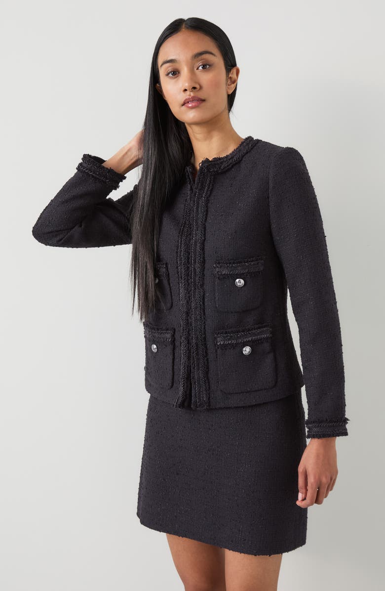 LK Bennett Charlie Tweed Jacket, Alternate, color, Black