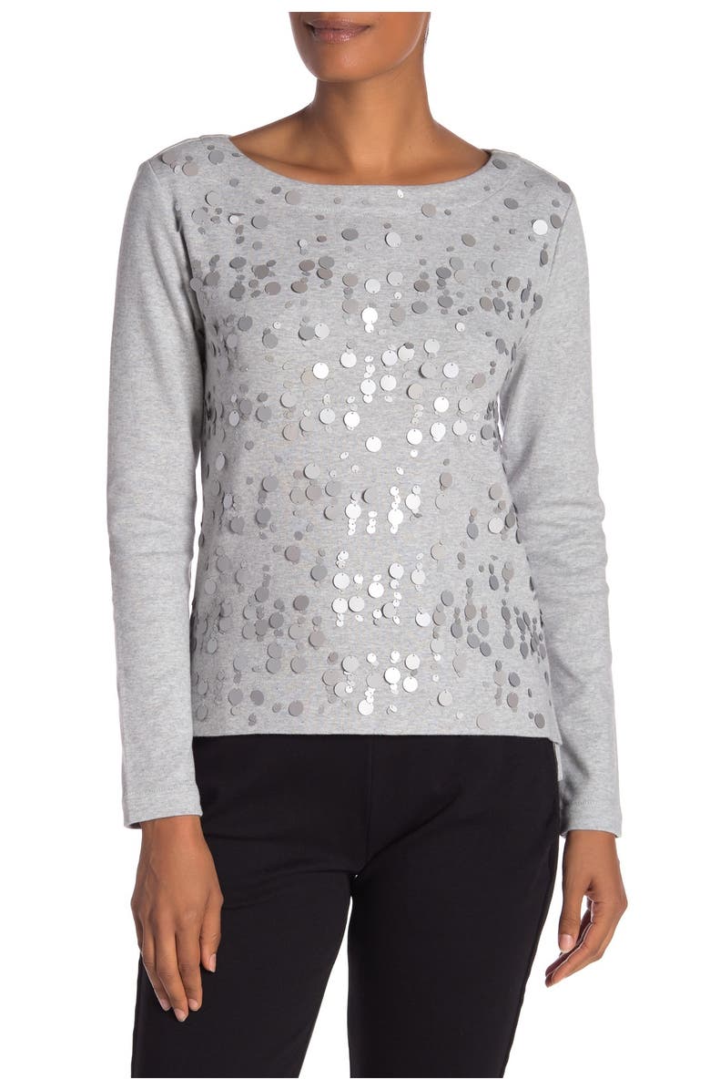 Joan Vass N.Y. Sequined Boatneck Top, Main, color, 