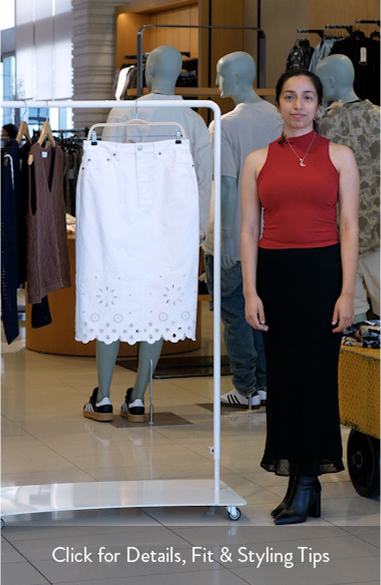Eyelet Denim Midi Skirt, sales video thumbnail