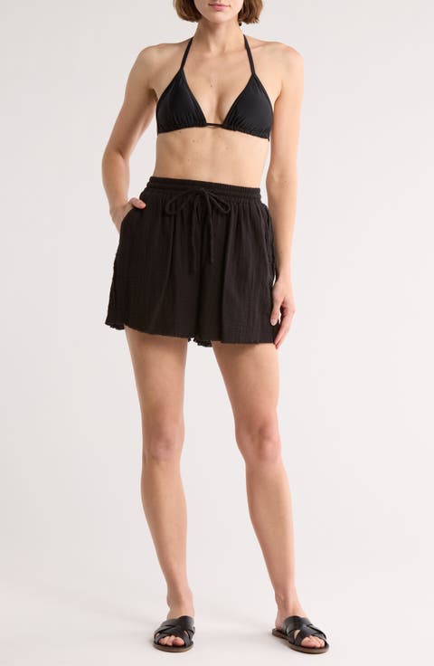 Raw Hem Cotton Cover-Up Shorts