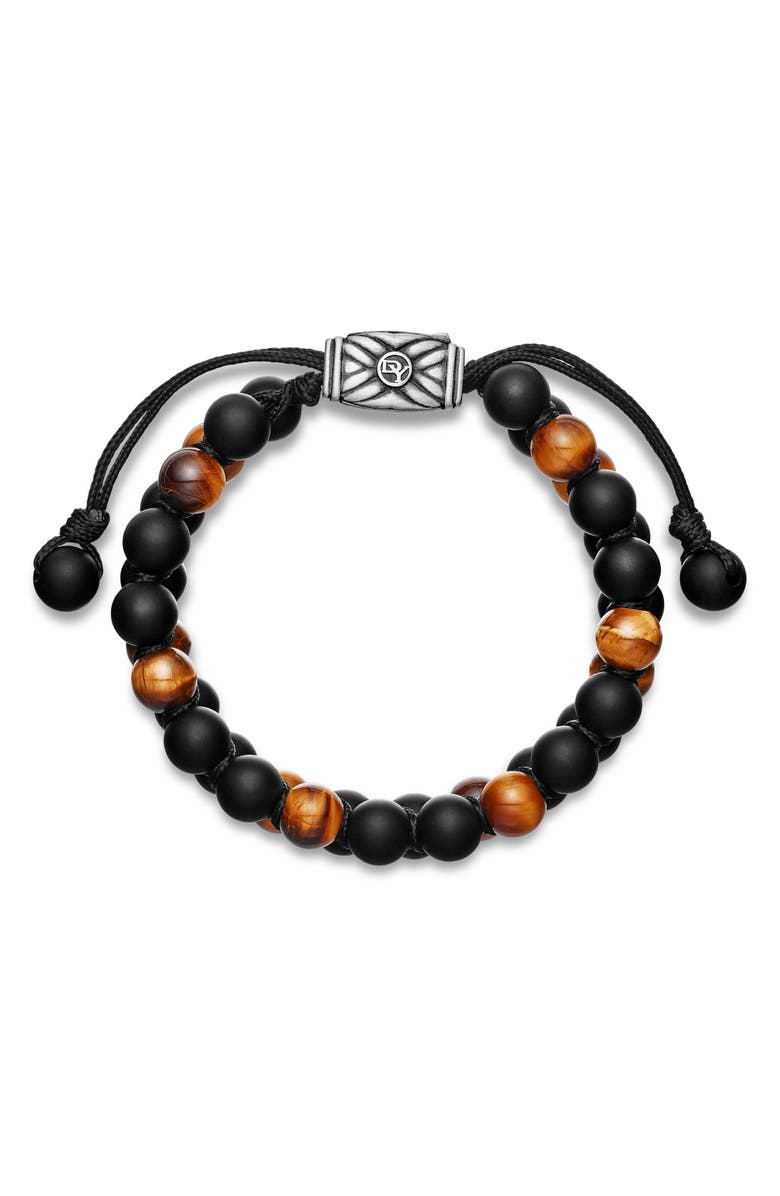 David Yurman Spiritual Beads Two Row Woven Bracelet, 8mm, Alternate, color, Zdnublack Onyx