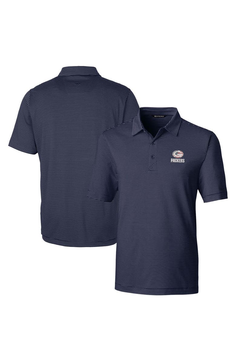 Cutter & Buck Men's Cutter & Buck Navy Green Bay Packers Forge Pencil Stripe Polo, Main, color, 