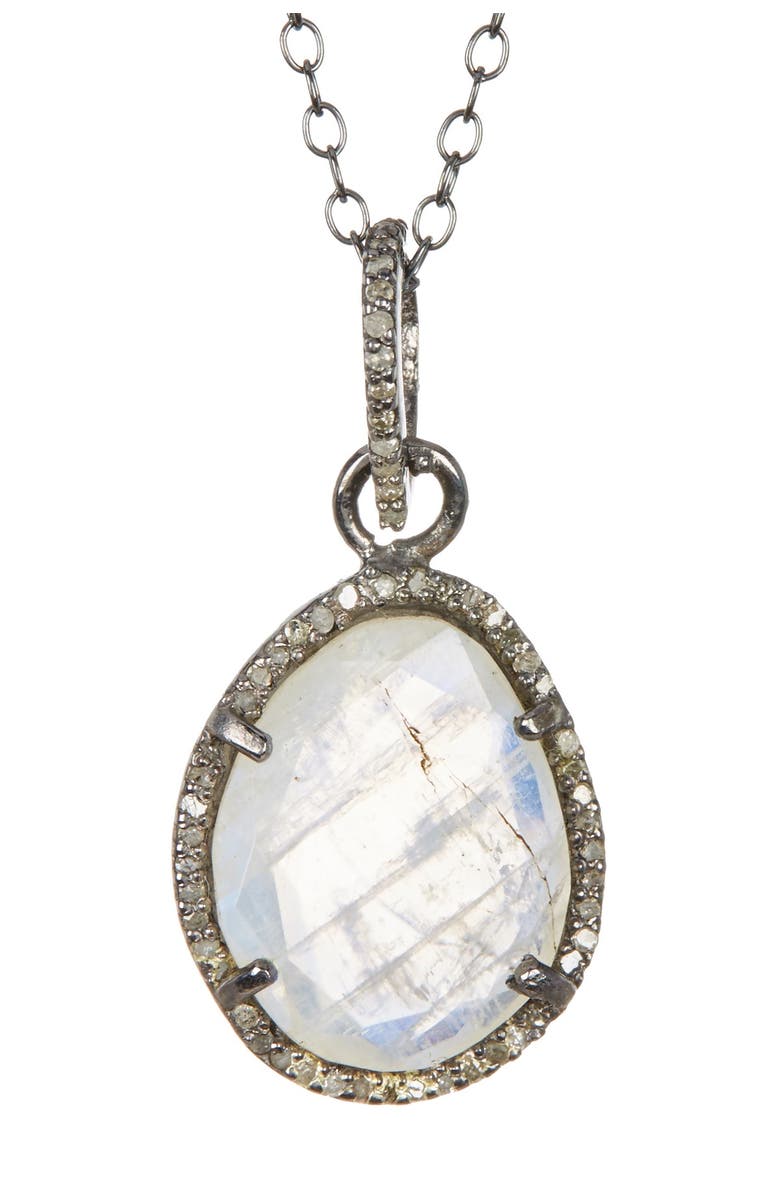 Adornia Beckett Moonstone & Champagne Diamond Necklace, Main, color, 