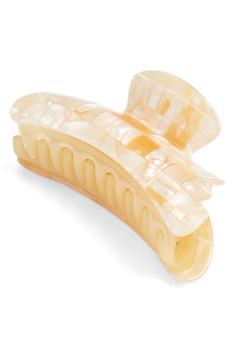 Grande Heirloom Claw Hair Clip, Main, color, SEA SHELL CHECKER