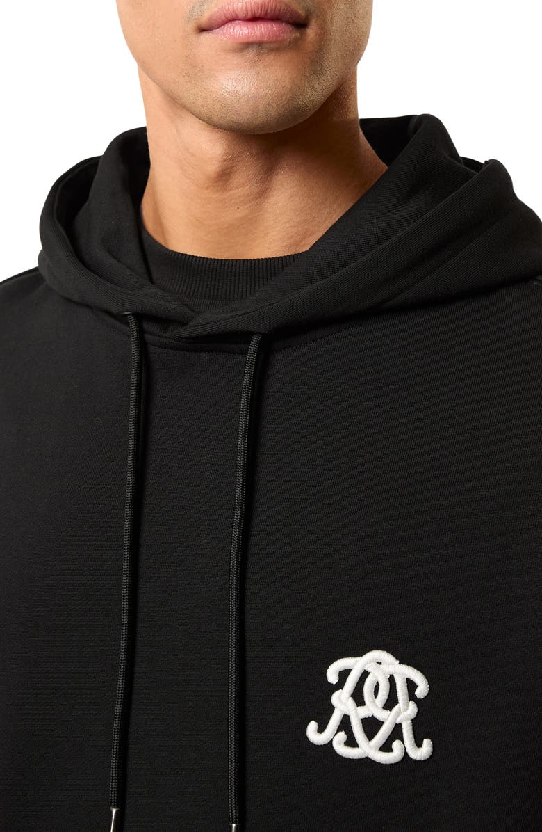 Reiss Conlin Embroidered Hoodie, Alternate, color, Black