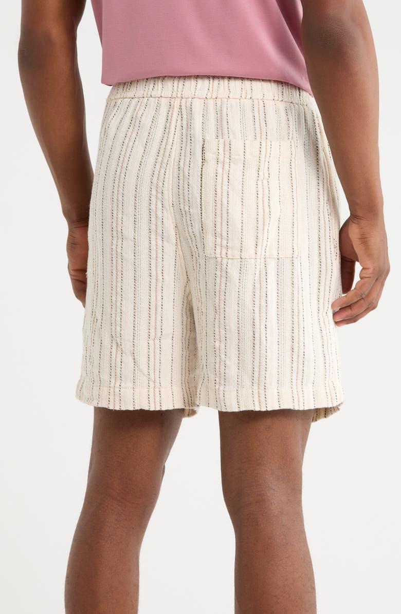 DENIM AND FLOWER Stripe Textured Drawstring Shorts, Alternate, color, Off White