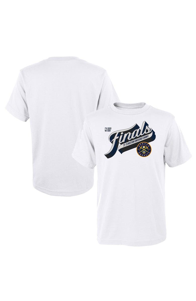 FANATICS Youth Fanatics Branded  White Denver Nuggets 2023 Western Conference Champions Locker Room T-Shirt, Main, color, 