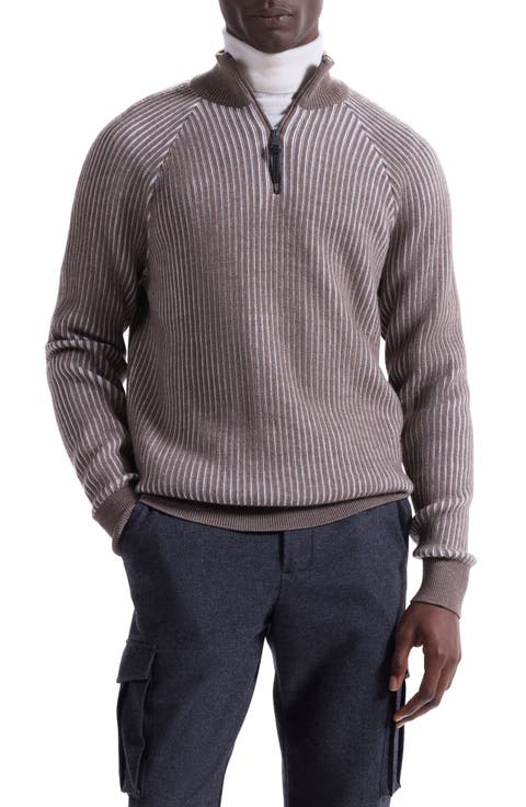 Merino Wool Quarter Zip Polo Sweater
