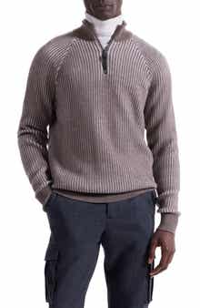 Bugatchi Merino Wool Quarter Zip Polo Sweater
