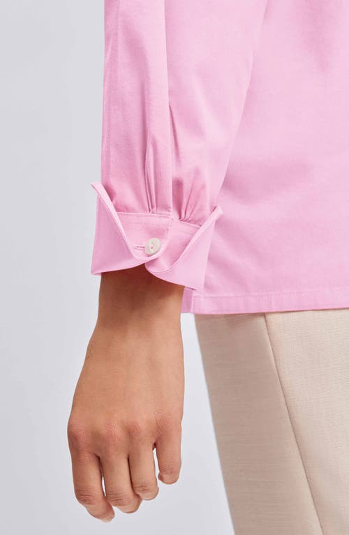 Shop Foxcroft Bella Solid Popover Top In Bubblegum