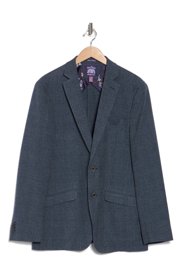 Plaid Knit Sport Coat, Alternate, color, NAVY