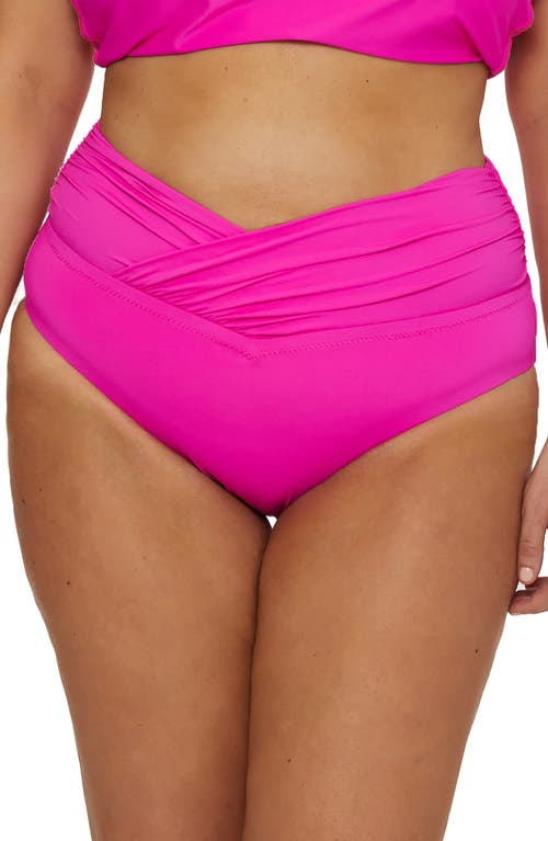 Becca Etc Plus Size Marble Canyon High Waist Bikini Bottoms In Pink
