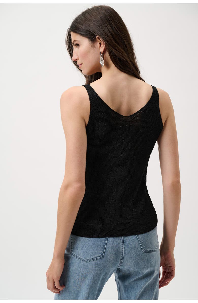 JOSEPH RIBKOFF Metallic Knitted Camisole with Rhinestones, Alternate, color, Black