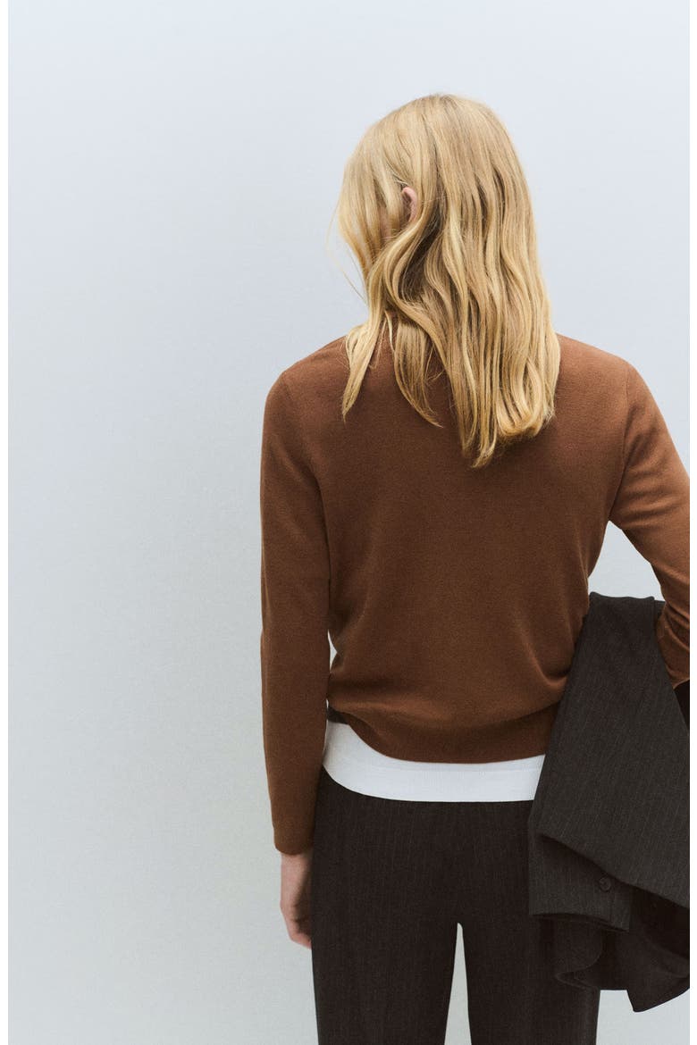 Wool & Cotton Polo Sweater, Alternate, color, TOBACCO BROWN