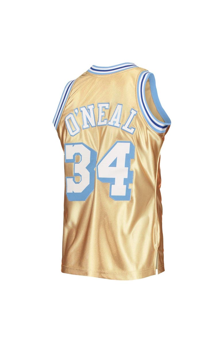 Mitchell & Ness Men's Mitchell & Ness Shaquille O'Neal Gold Los Angeles Lakers 75th Anniversary 1996/97 Hardwood Classics Swingman Jersey, Alternate, color,