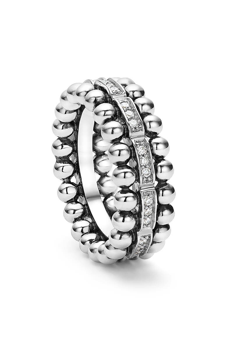 Caviar Spark Pavé Diamond Band Ring, Alternate, color, SILVER