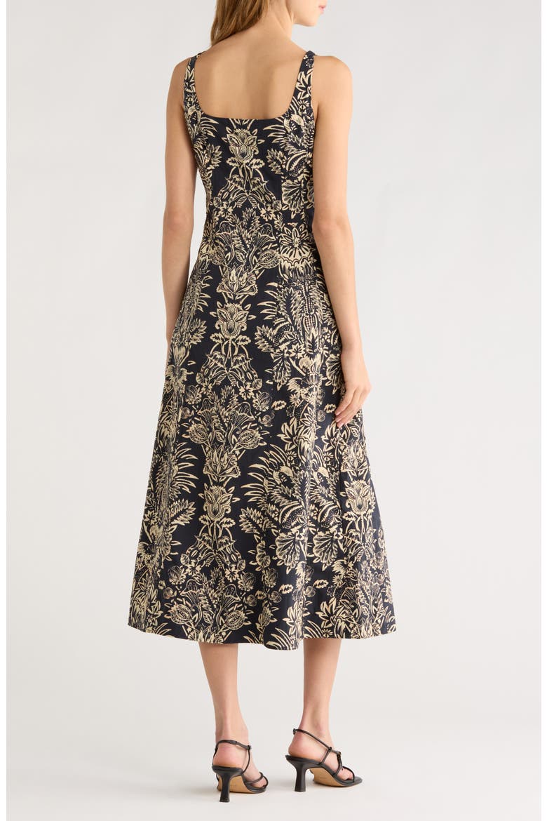 Natali Printed Cotton A-Line Dress, Alternate, color, NOIR FLORA