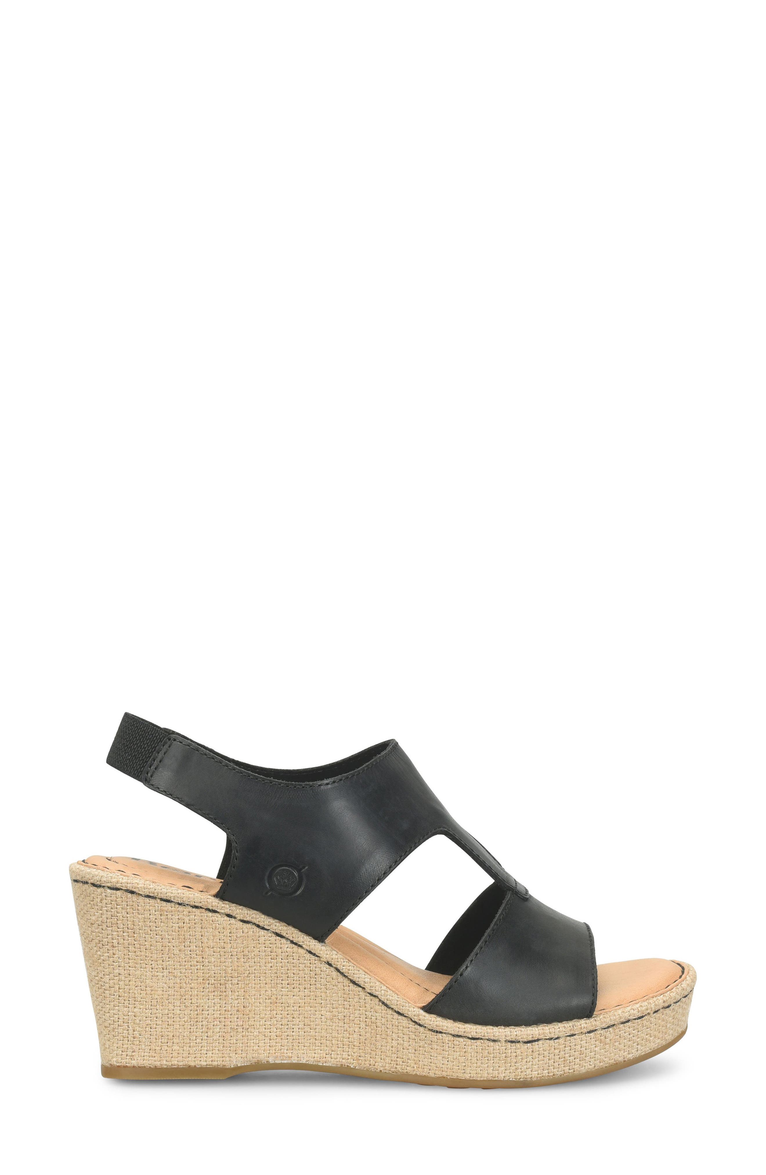 Børn Siene Espadrille Wedge Sandal, Alternate, color, Black Leather