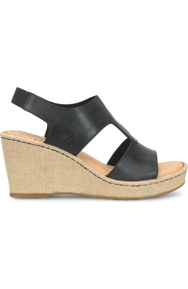 Børn Siene Espadrille Wedge Sandal, Alternate, color, Black Leather