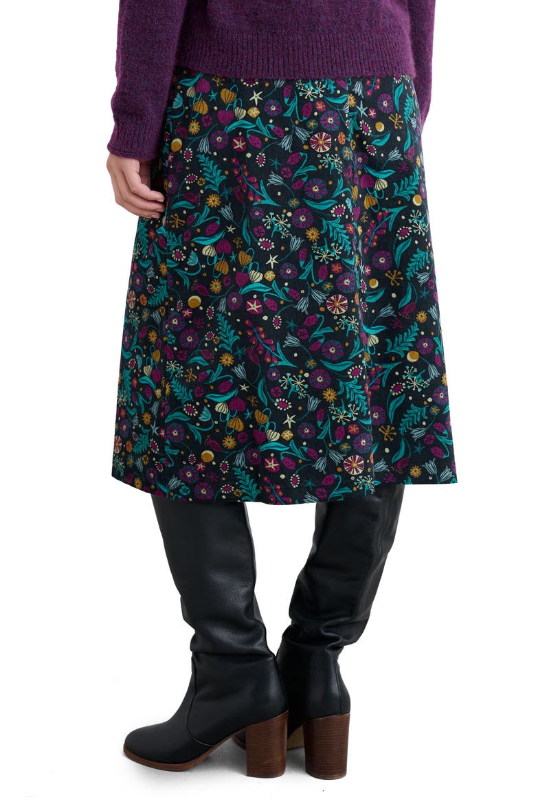 Forest View Floral Organic Cotton Corduroy A-Line Skirt, Alternate, color, ILLUMINATED GARDEN ONYX