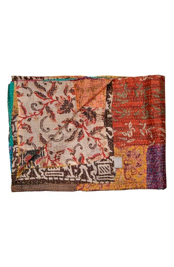 Taj Hotel Kantha Silk Blend Throw Blanket In Multi 7