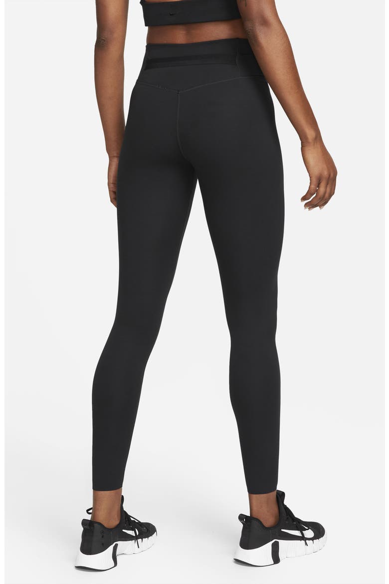 Dri-FIT One Luxe Buckle Mid Rise Leggings, Alternate, color, BLACK/ CLEAR