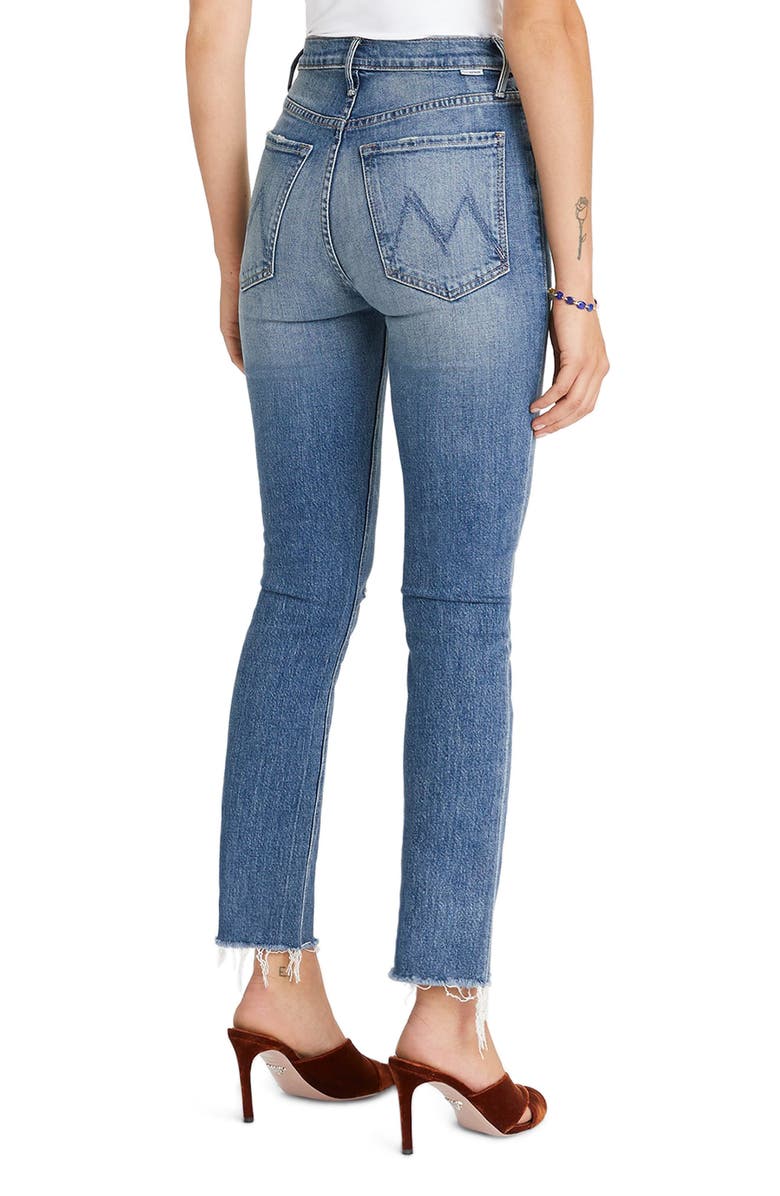 MOTHER The Pixie Dazzler Raw Hem Straight Leg Jeans, Alternate, color, 