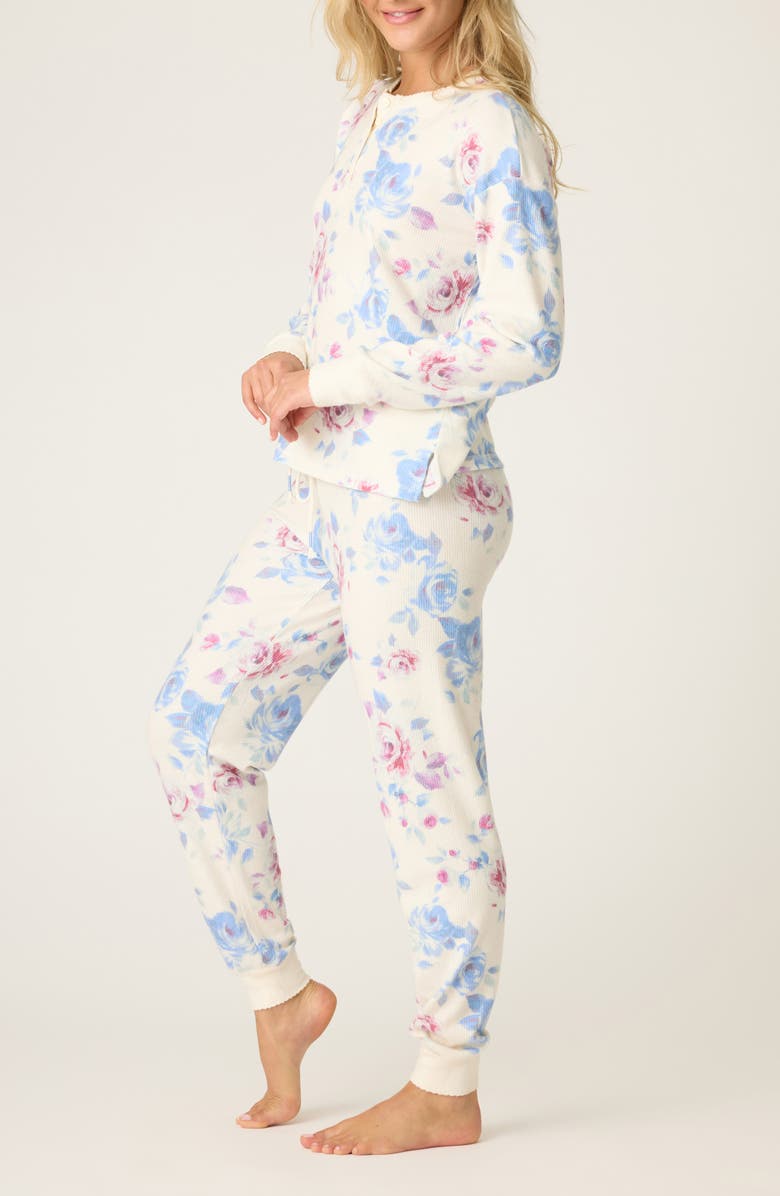 PJ Salvage Rodeo Rose Thermal Pajamas, Alternate, color, Natural